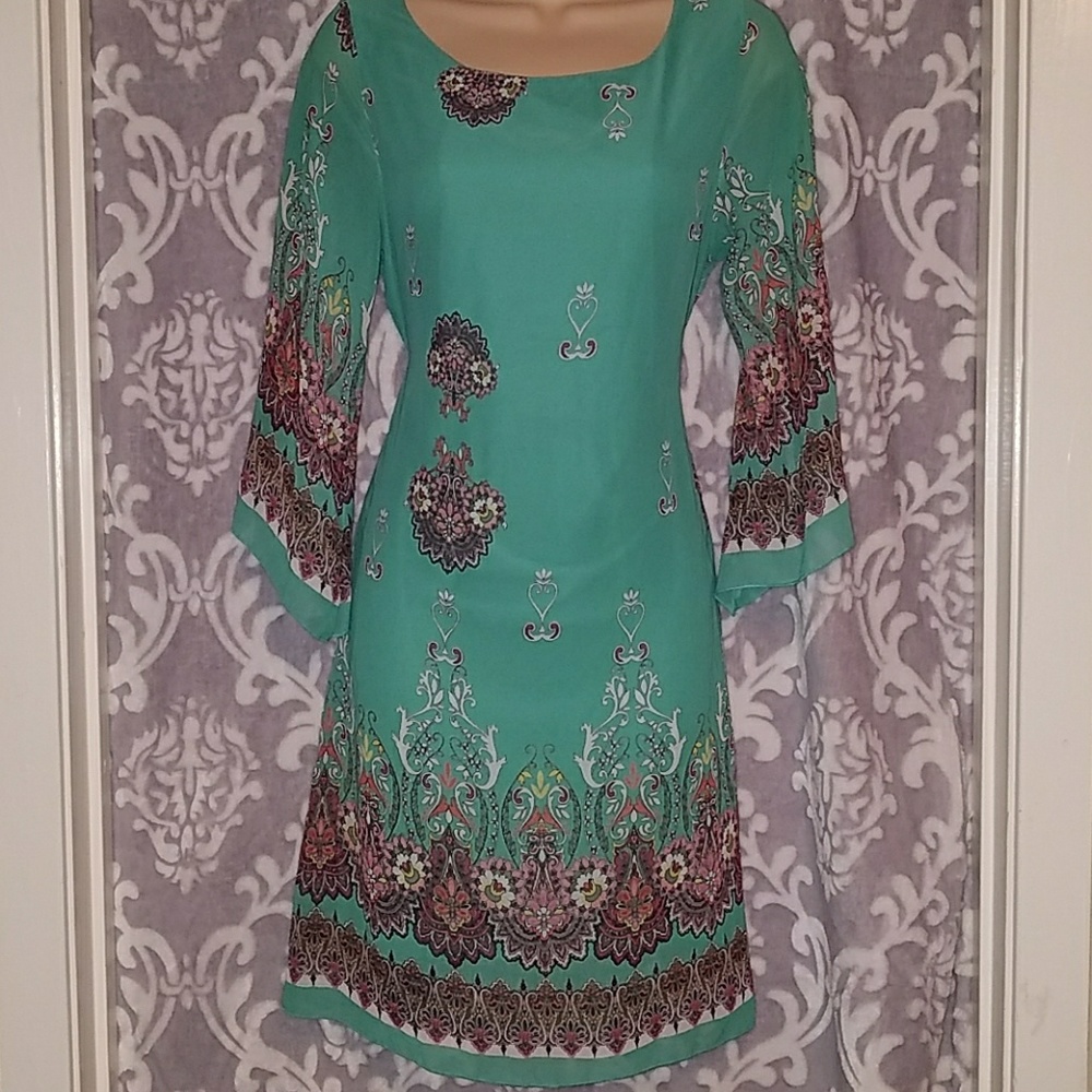 Bohemian Print Midi Dress Medium by R. Rouge